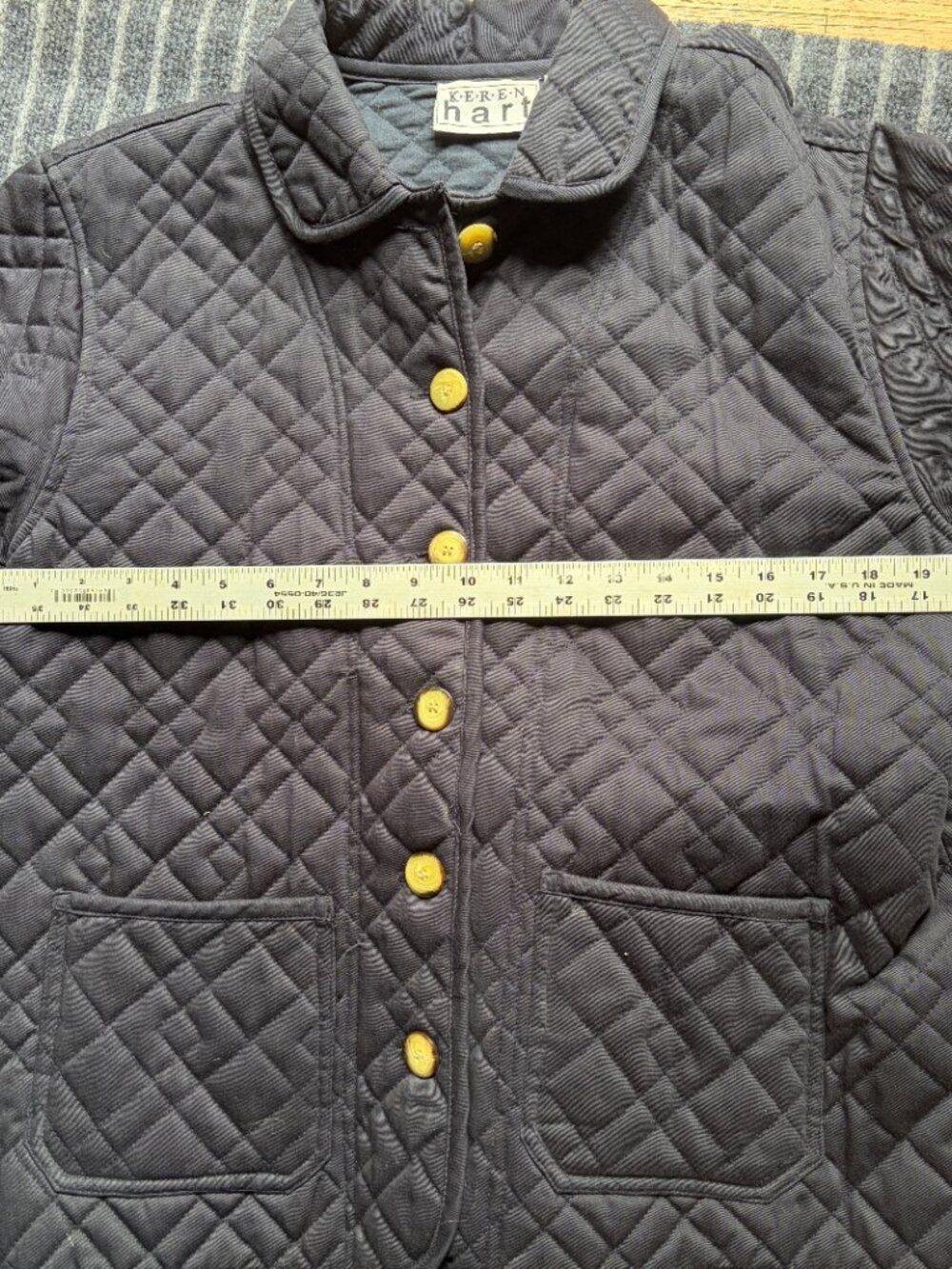Keren Hart Navy Quilted Jacket Size Medium Vintage - Picture 6 of 6